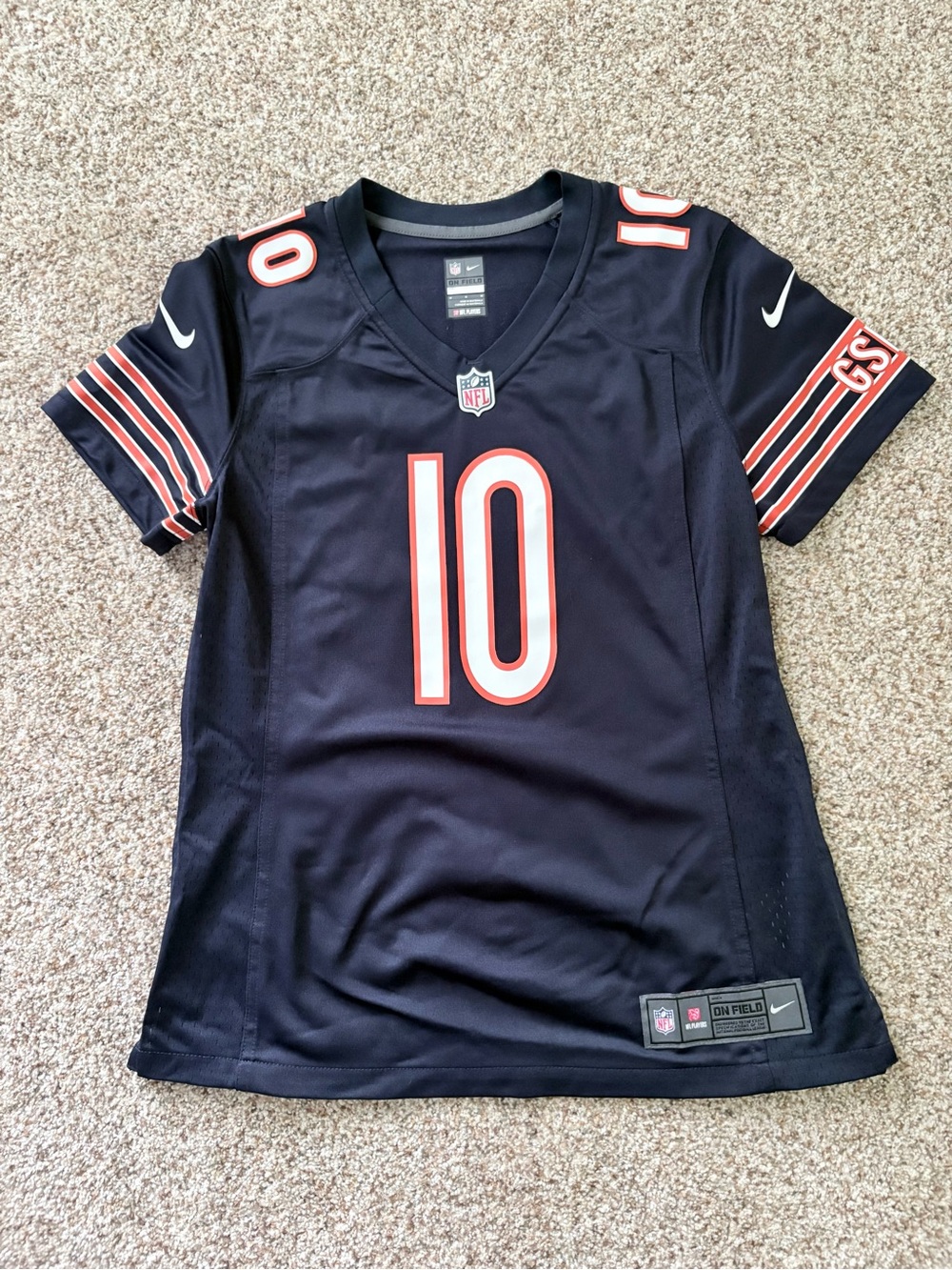 Nike Women's Chicago Bears Navy #10 Football Jersey with Orange Trim